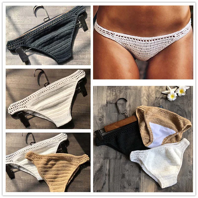 Женский сексуальный вязаный купальник бикини Boho Thong купальник ручной работы трикотажные шорты