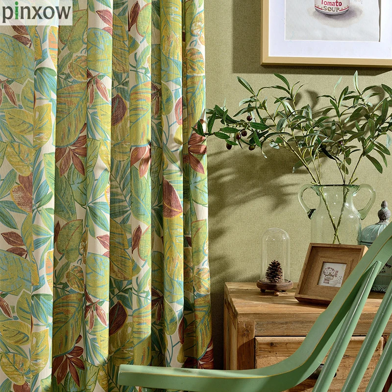 Pinxow 80 Blackout Green Curtains For Living Room Blue Curtain For