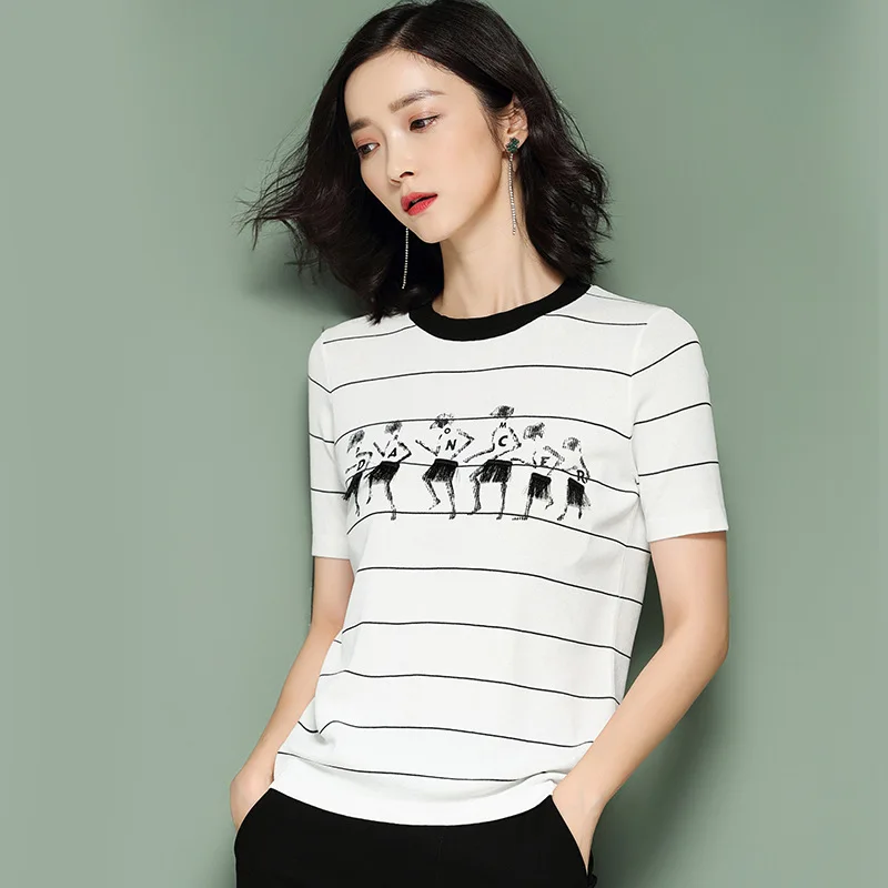 

Women Knitted Short sleeve Sweaters and Pullovers Female Jumpers Women High Quality Sweaters Solid color for spring and summer