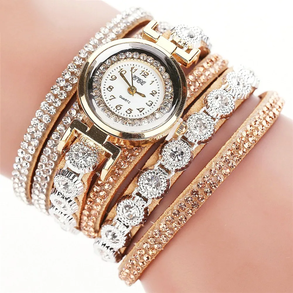 

Janedream Quartz Women Watch Multilayer Bracelet Crystal Rhinestone Diamond Bracelet Watches Leather Band Jewelry Gifts #267649