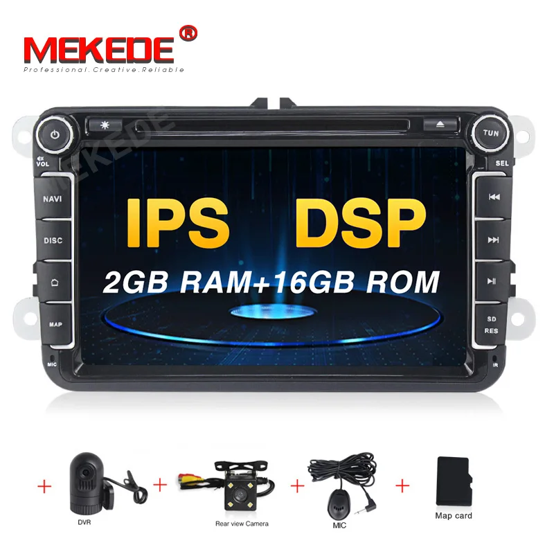 MEKEDE Android 9,0 4+ 64G ips DSP RDS 8 дюймов сенсорный для VWpassat b7 b6 golf 5 polo tiguan octavia автомобильный аудио bluetooth Радио ipod - Цвет: add Camera DVR