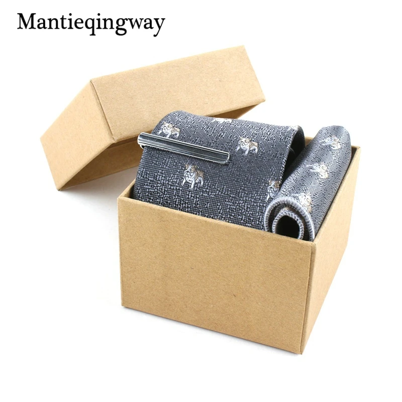 Mantieqingway животные цветочный полосатый галстук с рисунком набор для мужчин мультфильм Hanky шеи галстук наборы для свадебной вечеринки костюмы подарки