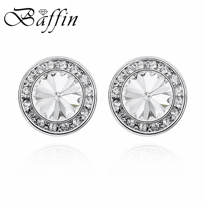 Baffin оригинальные кристаллы от Swarovski Макси круглые серьги гвоздики для женщин Lover пирсинг Серебряный цвет массивные Ювелирные изделия Подарки