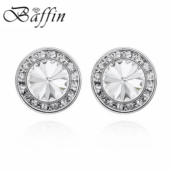 

Baffin Original Crystals from Swarovski Maxi Round Stud Earrings for Women Lover Piercing Silver Color Statement Jewelry Gifts