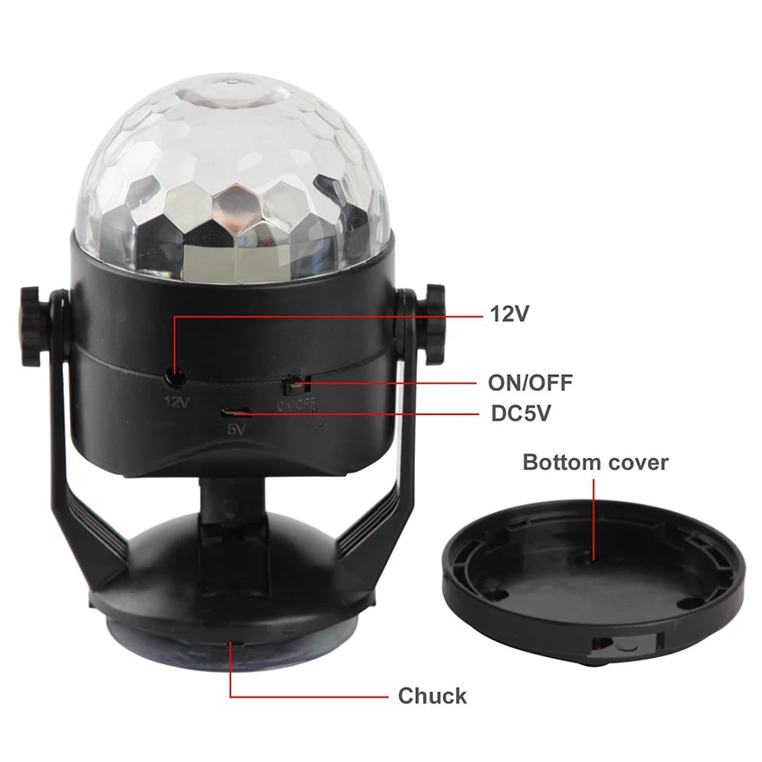 Portable Sound Activated Disco Party Lights Battery Powered/USB Plug in RGB Strobe Lamp Stage Par Light for Car Room Dance Party image 4