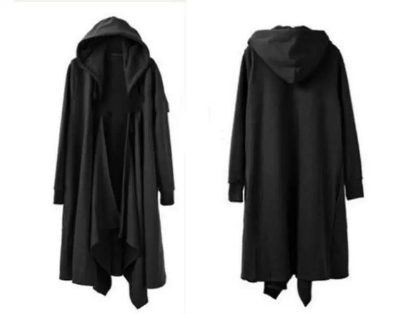 Тренчкот мужской зимний в стиле хип хоп Длинная накидка с капюшоном для ночного