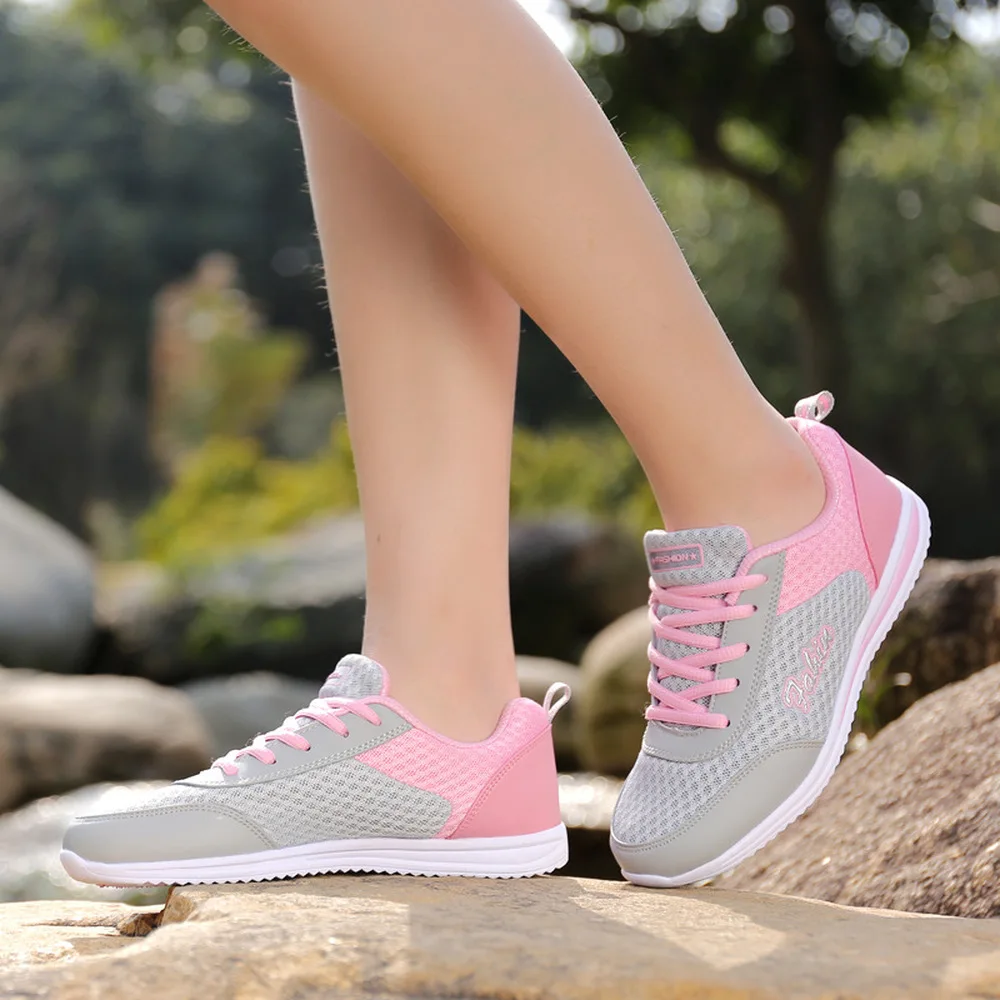 

2019 Korean Fashion Brand Casual Shoes Woman Autumn Summer Breathable Flats Women Shoes Mesh Soft White Sneakers Zapatillas