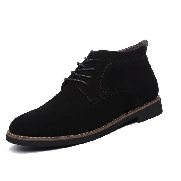 Большие размеры 38-45; мужские ботинки; однотонные повседневные кожаные ботильоны; сезон осень-зима; NPEZKGC; брендовая мужская замшевая обувь - Цвет: Black