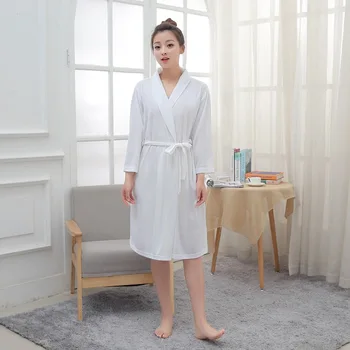 

White kimono sexy couples cotton bathrobe long sleeve autumn winter robe soft dressing gowns Casual Bathroom Spa Robe