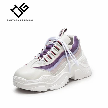 

IGU 2018 Fashion Sneakers Women Casual Shoes Genuine Leather Non-slip Thick Breathable Harajuku Fall Dad Shoes Tenis Feminino