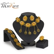 MUKUN beads Africani insieme dei monili Nigeriano Monili Wedding Set Per Le Donne di marca Choker ciondolo Gioielli Da Sposa Insieme Dei Monili Indian(China)