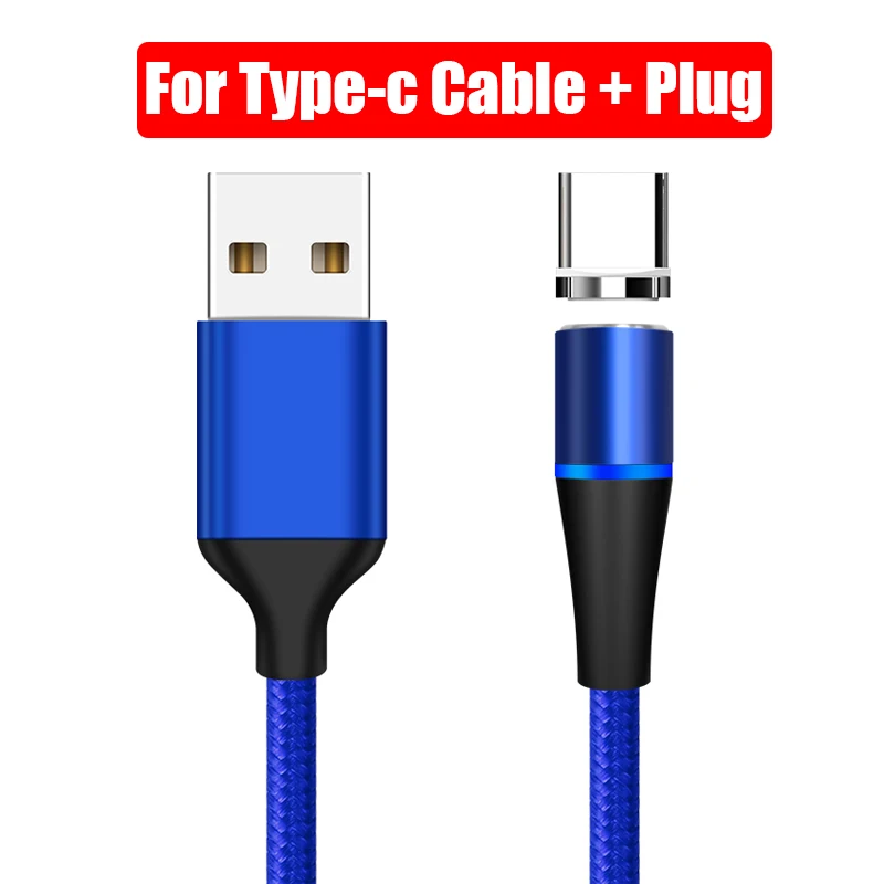 1 м светодиодный магнитный usb-кабель, супер быстрая зарядка, кабель USB type C, Магнитный зарядный кабель Micro usb для huawei Xiaomi LG - Цвет: blue