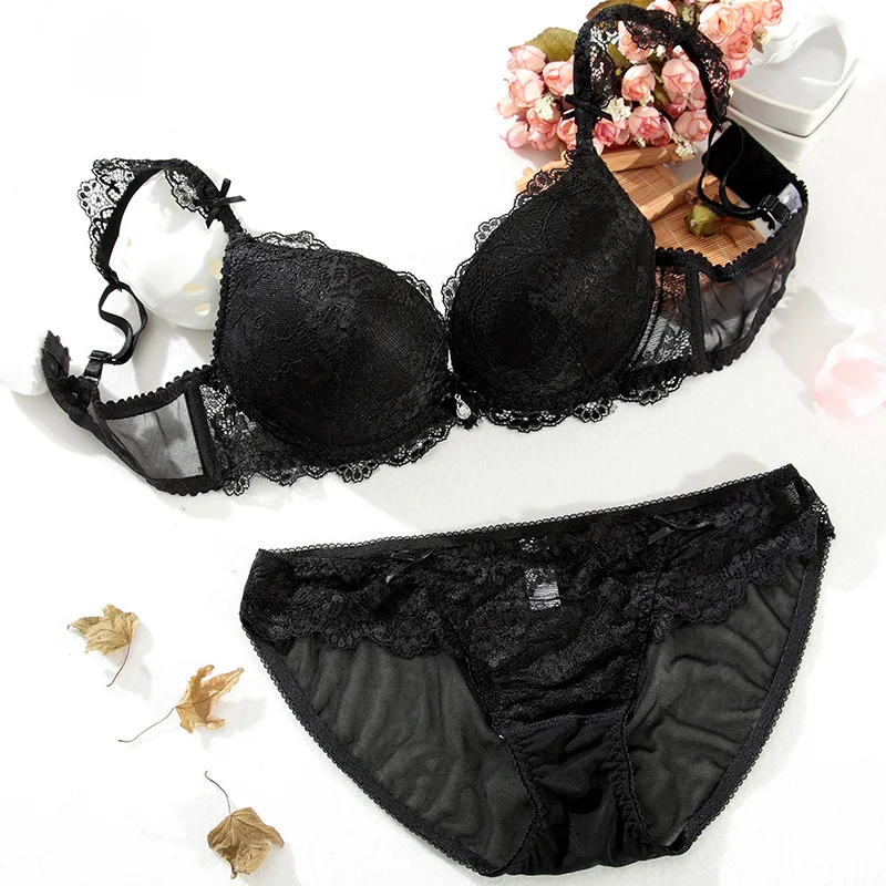 Lovecurvy Бюстгальтер Push Up и трусики Комплект удобные Нижнее белье пикантные Кружева