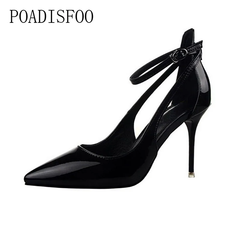 

POADISFOO 2018 women pumps Fashion Simple high-heeled Shoes Shallow Pointed Pointy Hollow Wedding Shoes .PSDS-2981-1