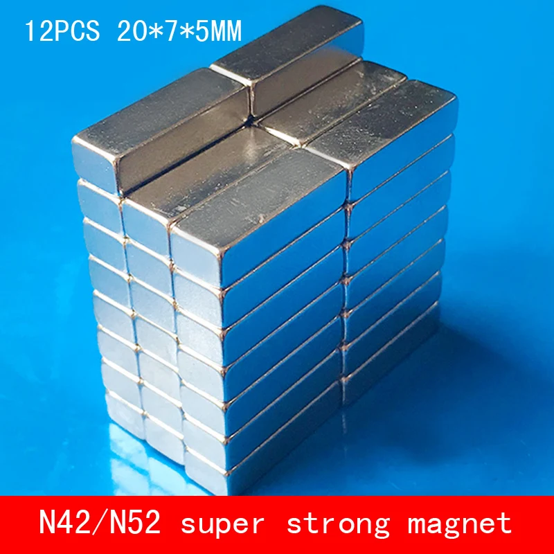 

12PCS 20*7*5mm strip strong neodymium N42 N52 magnet rare earth magnets