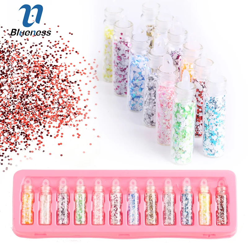 

Blueness 12Bottles Glitter Nail Art Tools Mixed Colors Nails Decorations For Manicure Snowflake Sequins Design Accessories ZP225