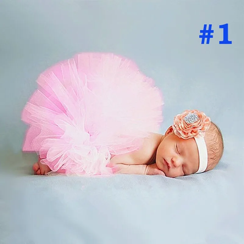 Элегантный кутюр пачка Набор с цветочный ободок для новорождённого Фотография реквизит костюм День рождения душ подарок 1 комплект TS008