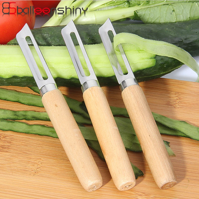 

BalleenShiny Fruit Vegetable Peeler Wooden Handle Vegetable Peeler&Julienne Cutter Carrot Potato Grater Zesters Kitchen Tool