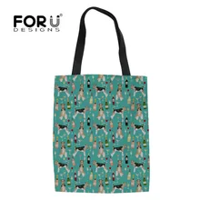 FORUDESIGNS/Фокстерьер с винным принтом женская сумка для покупок экологический многоразовый холщовый мешок женская повседневная сумка большая емкость