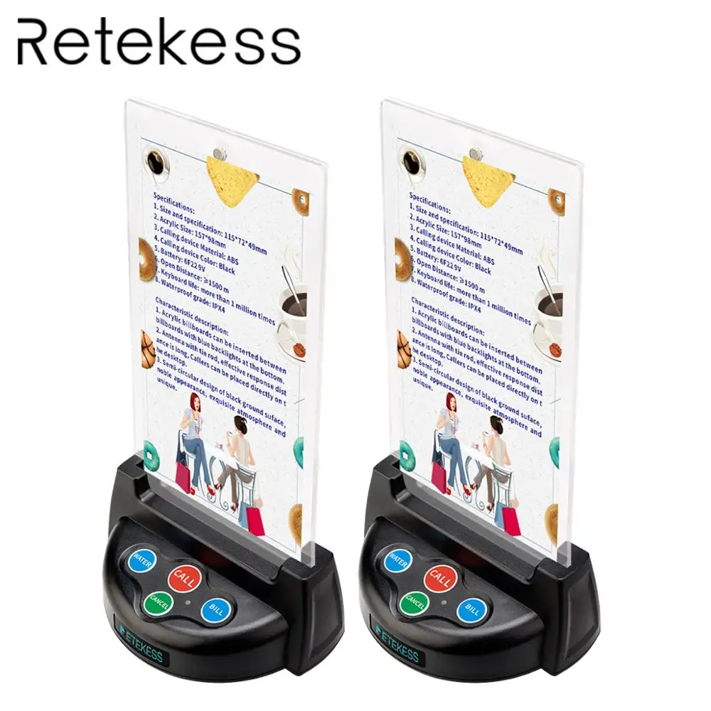 

Retekess TD006 Four Button Wireless Calling Bell Pager Call Button Transmitter for wireless Calling System for restaurant coffee