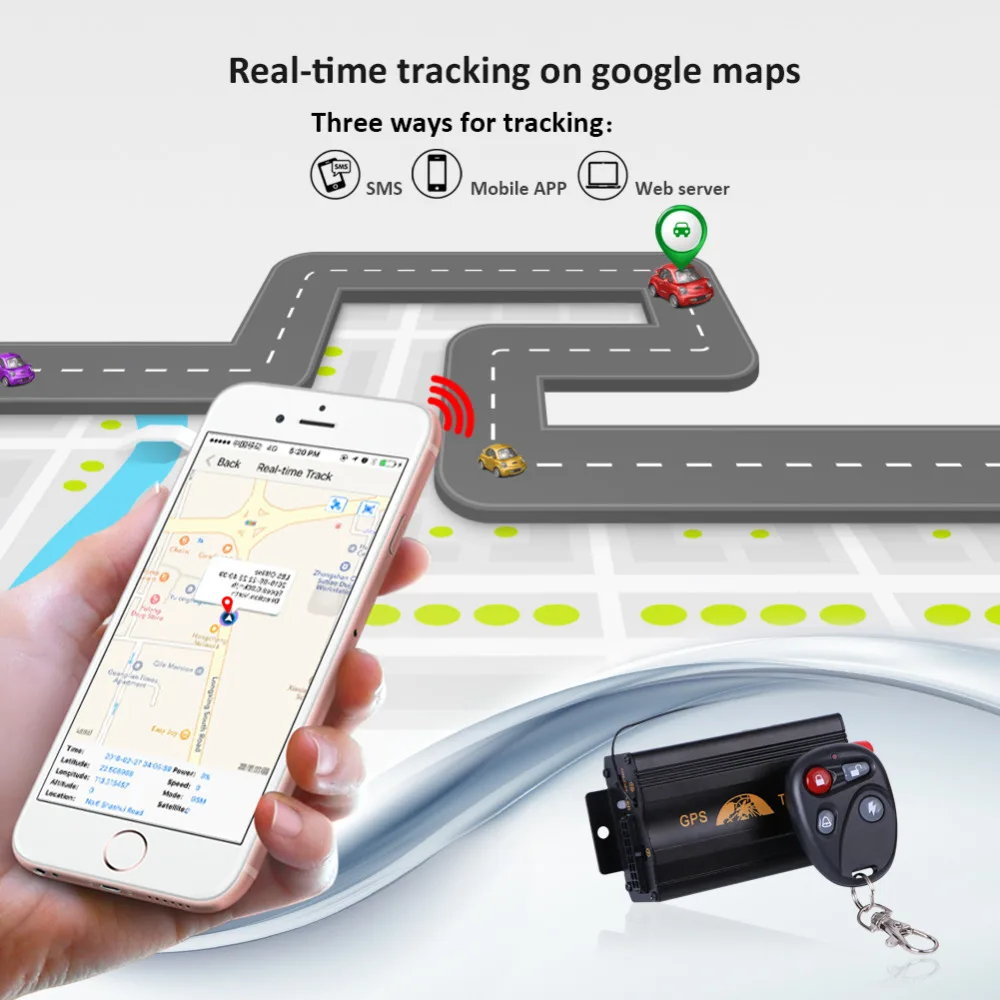 GPS Tracker Car TK103B Cut Off Oil Relay GPS Tracker Locator 2G/GSM Voice Monitor Shock Alarm History Route Geo-fence Free APP