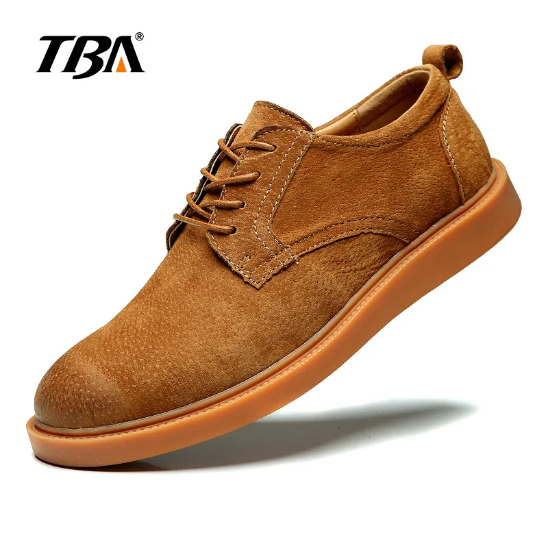 TBA 1719 мужская кожаная прогулочная обувь Черный Коричневый Серый Высокое качество кожаная уличная прогулочная обувь Размер 38-44 - Цвет: Brown