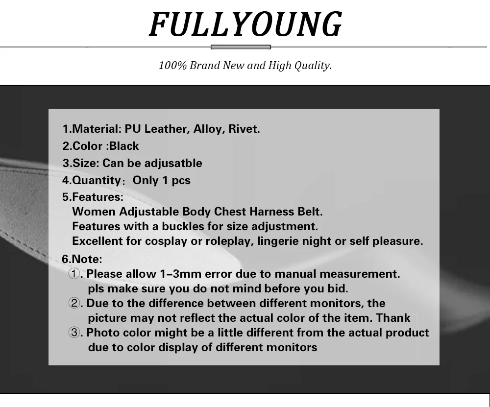 Fullyoung Sexy Women PU Leather Harness Body Belts Adjustable With Chain Waist Bondage Garters Punk Adjustable Suspender Straps