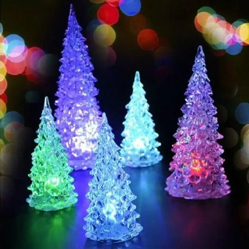 Цвета изменение кристалл дерево Форма ночник праздничные украшения светодио дный Батарея включены мини настольные лампы вечерние подарки