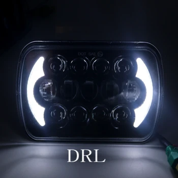 

2PCS 5X7 7X6 inch Rectangular Sealed Beam LED Headlight With DRL LED for H6014 H6052 H6054 H6052 105W 7"Headlight For Jeep XJ