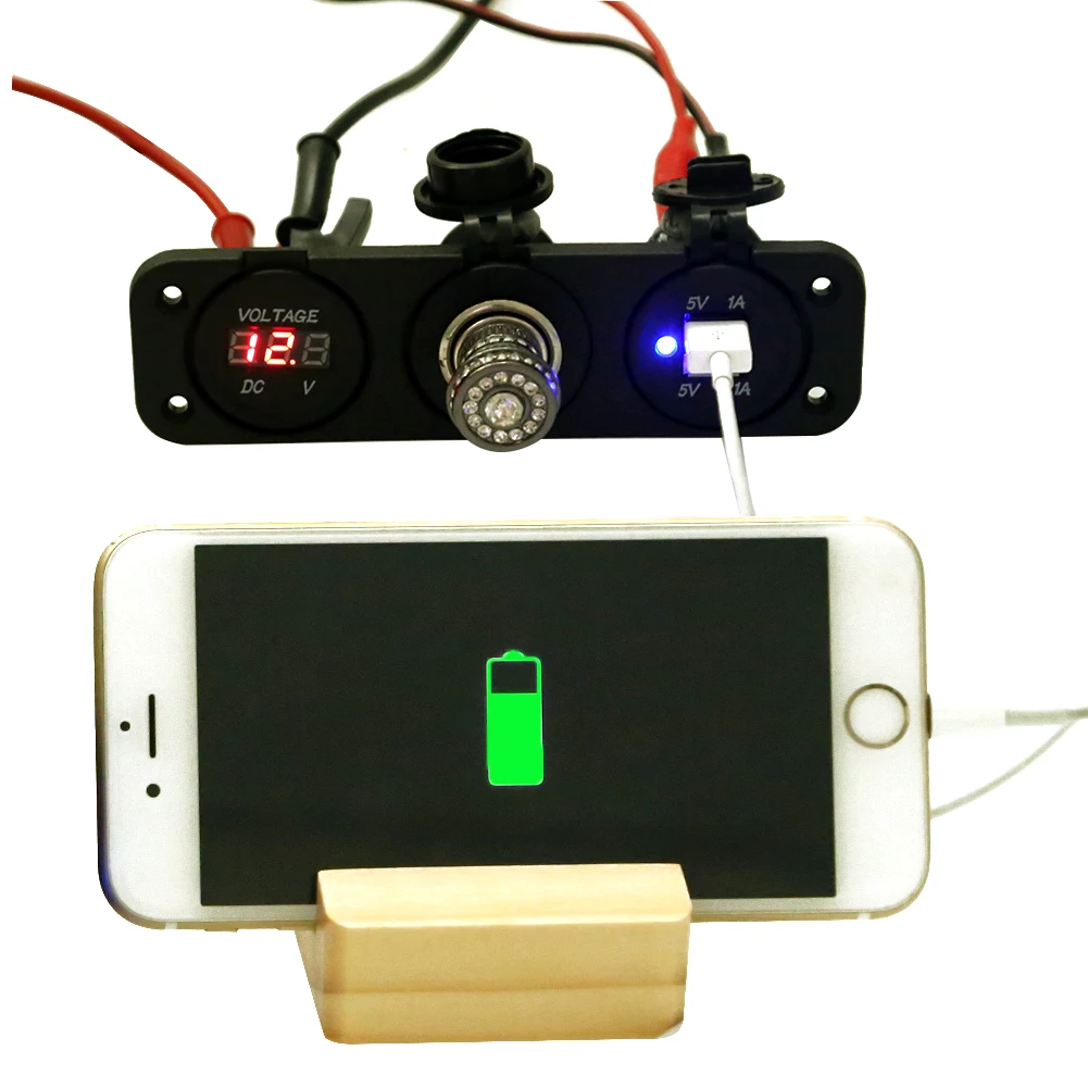 12 В двойной USB Авто розетка для автомобильного прикуривателя Разветвитель DC 5 В 2.1A адаптер питания зарядное устройство для iPhone Цифровой Вольтметр дисплей