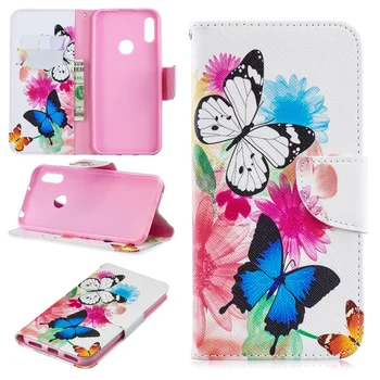 

30pcs/lot Bear Butterfly Giraffe Cartoon Designed Leather Case with Stand For Huawei Y6 2019