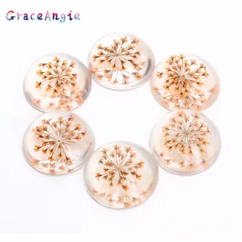 

12PCS Real Floral Round Glass Cameo Flat Back Cabochons 25mm Flatback Embellishment Scrapbooking Jewelry Findings Cabochon Charm