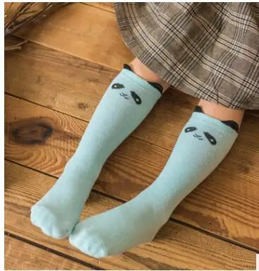 Новые чулочно-носочные изделия, детские осенние носки, до колена, корейские носки для малышей с рисунком панды, теплые гольфы для детей - Цвет: Blue please