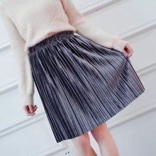 Весенне-летняя женская бархатная плиссированная Женская мини-юбка с высокой талией модная винтажная элегантная Корейская универсальная тонкая юбка женская 151