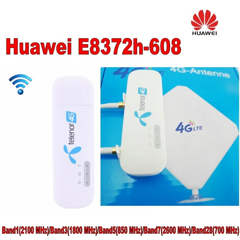 10 шт. разблокирована huawei E8372 E8372h-608 150 Мбит/с 4 г LTE USB модем + 35dbi 4 г антенны