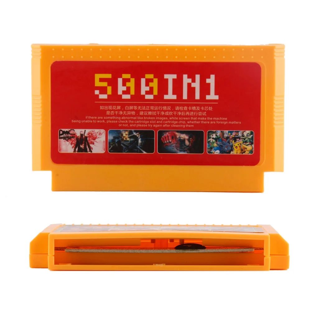 500 в 1 Карманная игровая карта Классическая 8 битная консоль большой желтый супер игровой картридж МЕГА корзина коллекция для 60 контактов игры плеер
