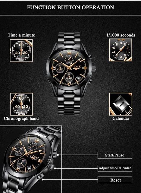 LIGE Mens Watches Top Brand Luxury Fashion Business Quartz LIGE Mens Watches Top Brand Luxury Fashion Business Quartz