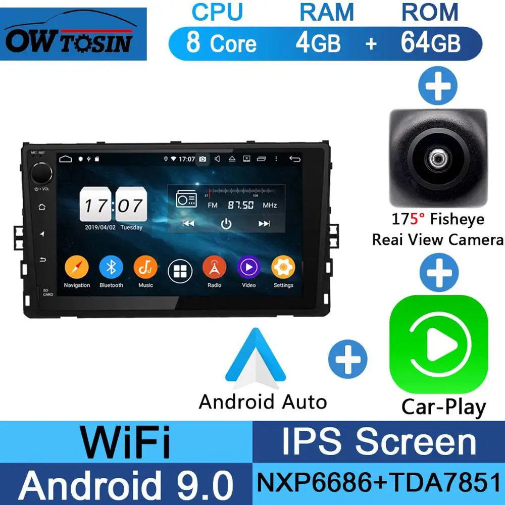 " ips Android 9,0 8Core 64G rom автомобильное радио gps для Volkswagen VW Tiguan Golf Passat CC Polo Jetta CarPlay Parrot - Цвет: Fisheye Carplay n A