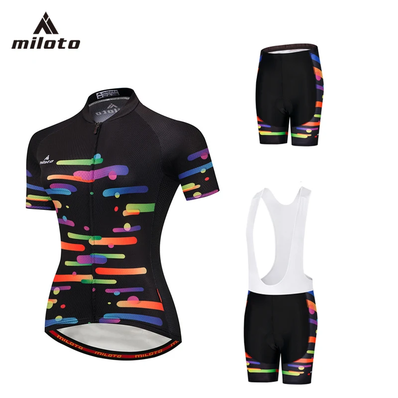 MILOTO короткий рукав Vélo комплект Для женщин гель шорты + рубашка велосипедов