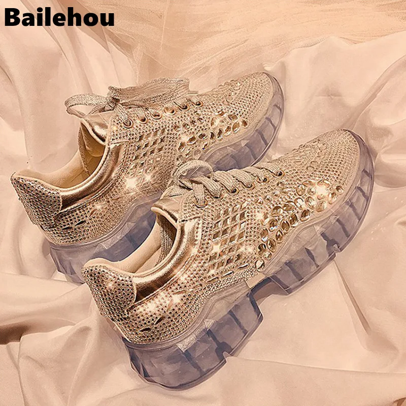 Bailehou 2019 Spring Brand Women�s Chunky Sneakers Bling Bailehou 2019 Spring Brand Women�s Chunky Sneakers Bling