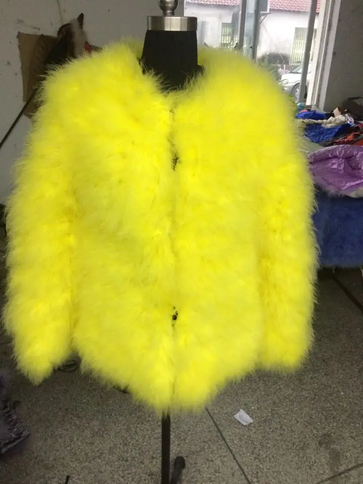 18 цветов, модное сексуальное шерстяное пальто из страуса и индейки, Короткая Меховая куртка, 2XL, 3XL, 4XL, 5XL, 6XL, 7XL, пушистая верхняя одежда, женская серая - Цвет: yellow