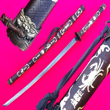 

Hand-Forging Damascus Steel Blade Sharp Katana 12*Constellation Red Copper Saya Japanese Samurai Sword Sabre
