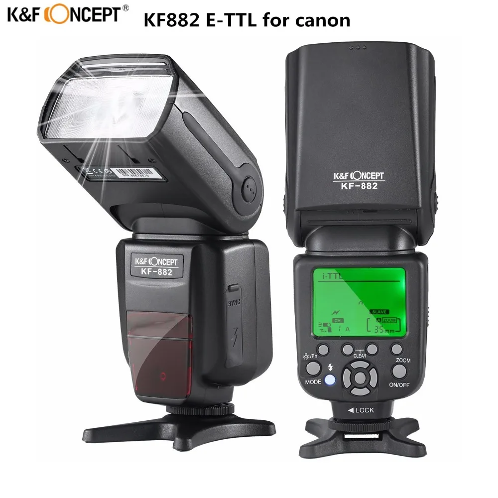 

K&F Concept KF-882 Wireless Speedlight 1/8000s Master Slave With LCD Screen E-TTL Flash Speedlite For Canon 6d 600d 70d Camera