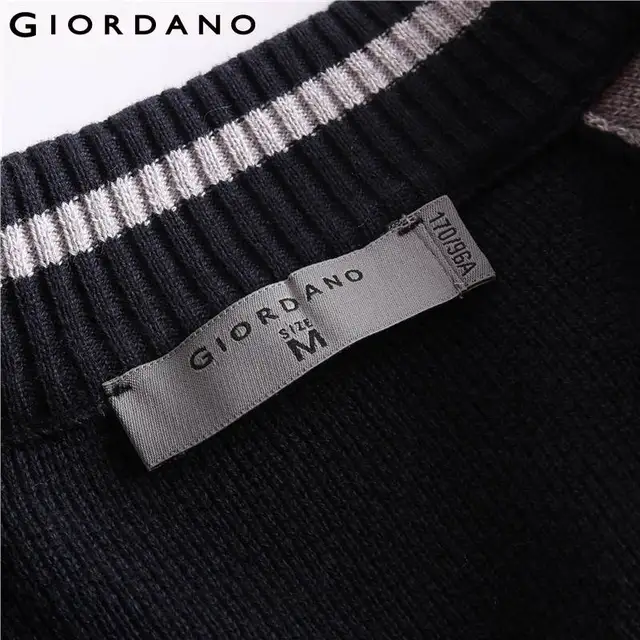 Giordano Men Sweater Baseball Collar Combed Cotton Cardigan Stripes Design Ribbed Cuffs Zip  Sweaters Male Maglione Winter