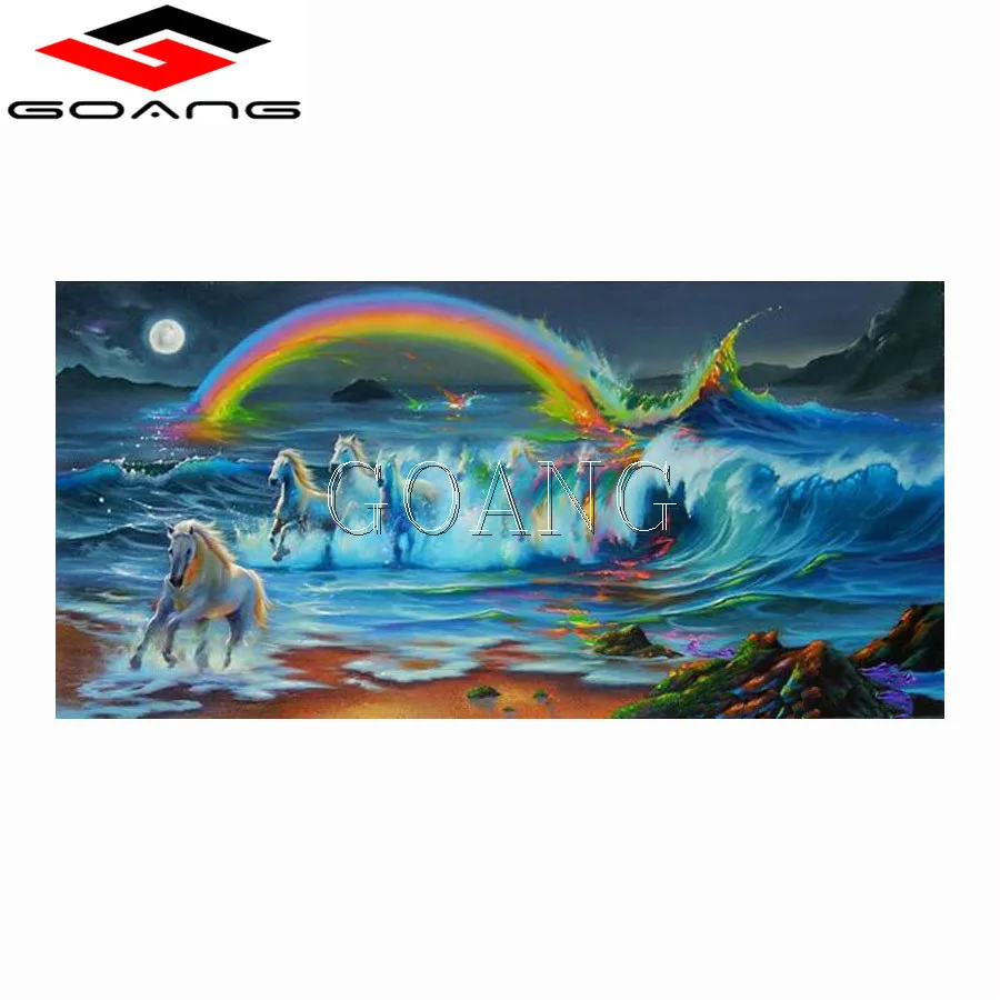 

GOANG Needlework diy 3D Diamond Embroidery rainbow and horses Cross Stitch 5D Diamond Crystal square Rhinestones Mosaic painting