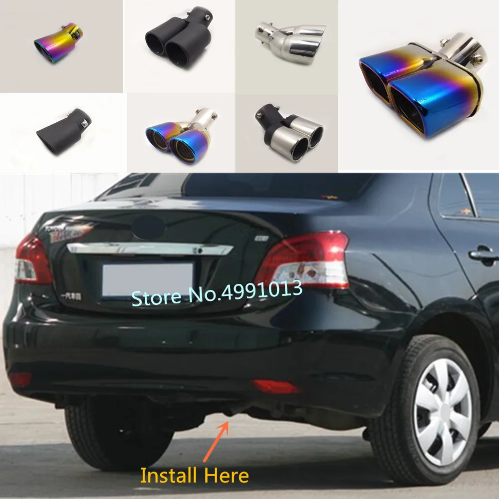 

For Toyota Vios/Yaris sedan 2008-2010 2011 2012 2013 car cover muffler exterior pipe dedicate exhaust tip tail outlet ornament
