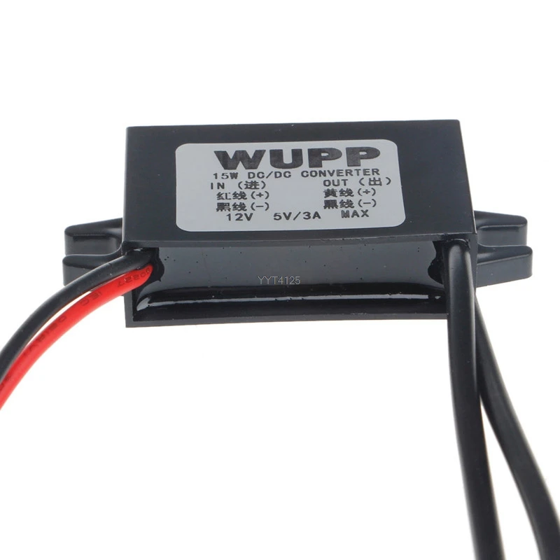 DC 12V до 5V 3A 15W жесткий проводной Шаг вниз двойной USB Автомобильное зарядное