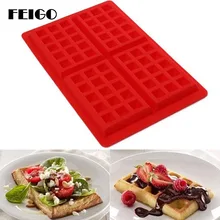 FEIGO 1 шт. DIY 4 полости форма для вафель творческий Силиконовые торт вафельный форма пекарня инструменты 4 расположение в руке Squre формы для выпечки инструменты F141