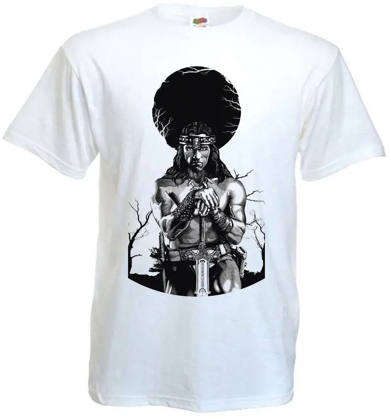 Conan The Destroyer T-shirt White Poster All Sizes S...3XL Short Sleeve Cotton T Shirts Man Clothing Personality