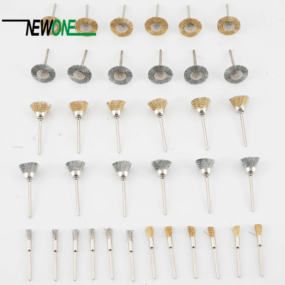 36Pcs Brass Steel Wire Brush Polishing Wheels Set Kit for Dremel Rotary